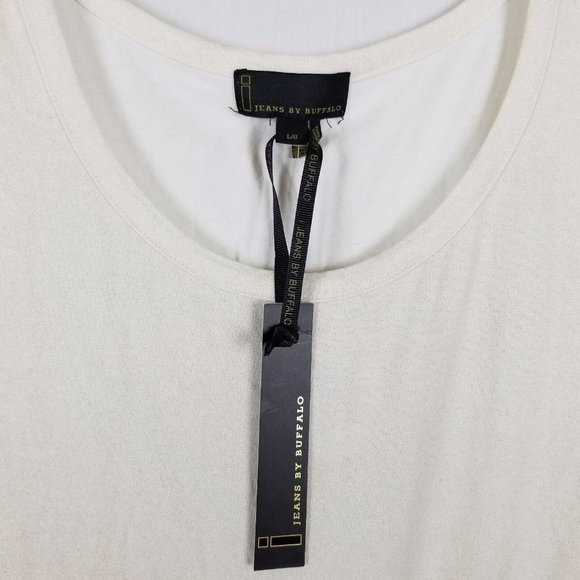 Jeans by Buffalo 95% rayon 5%‎ spandex long sleeved comfortable ivory Top Sz L - Picture 3 of 3